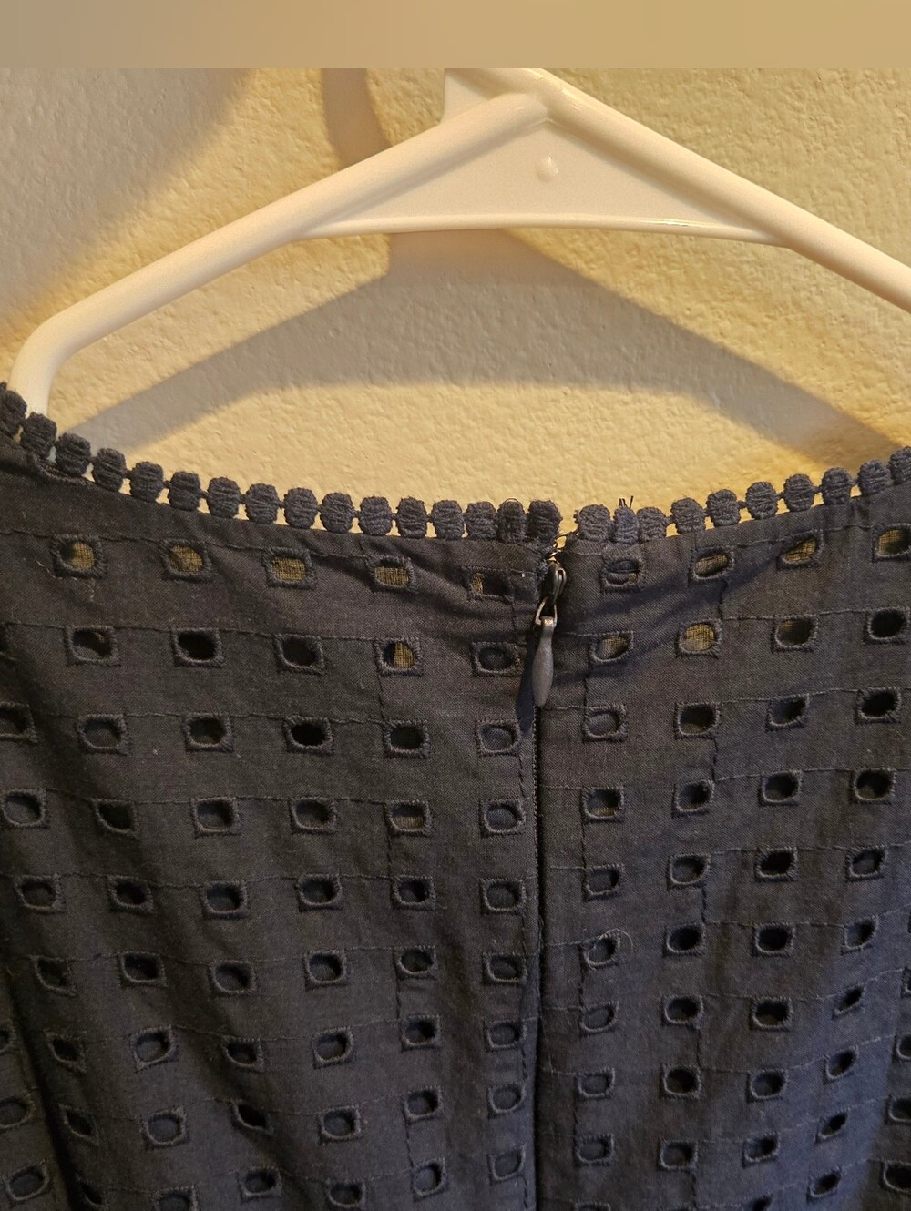 Ann Taylor Mixed Eyelet Flare Dress Cutout Details 0 Navy Wedding Work Event - Picture 10 of 14